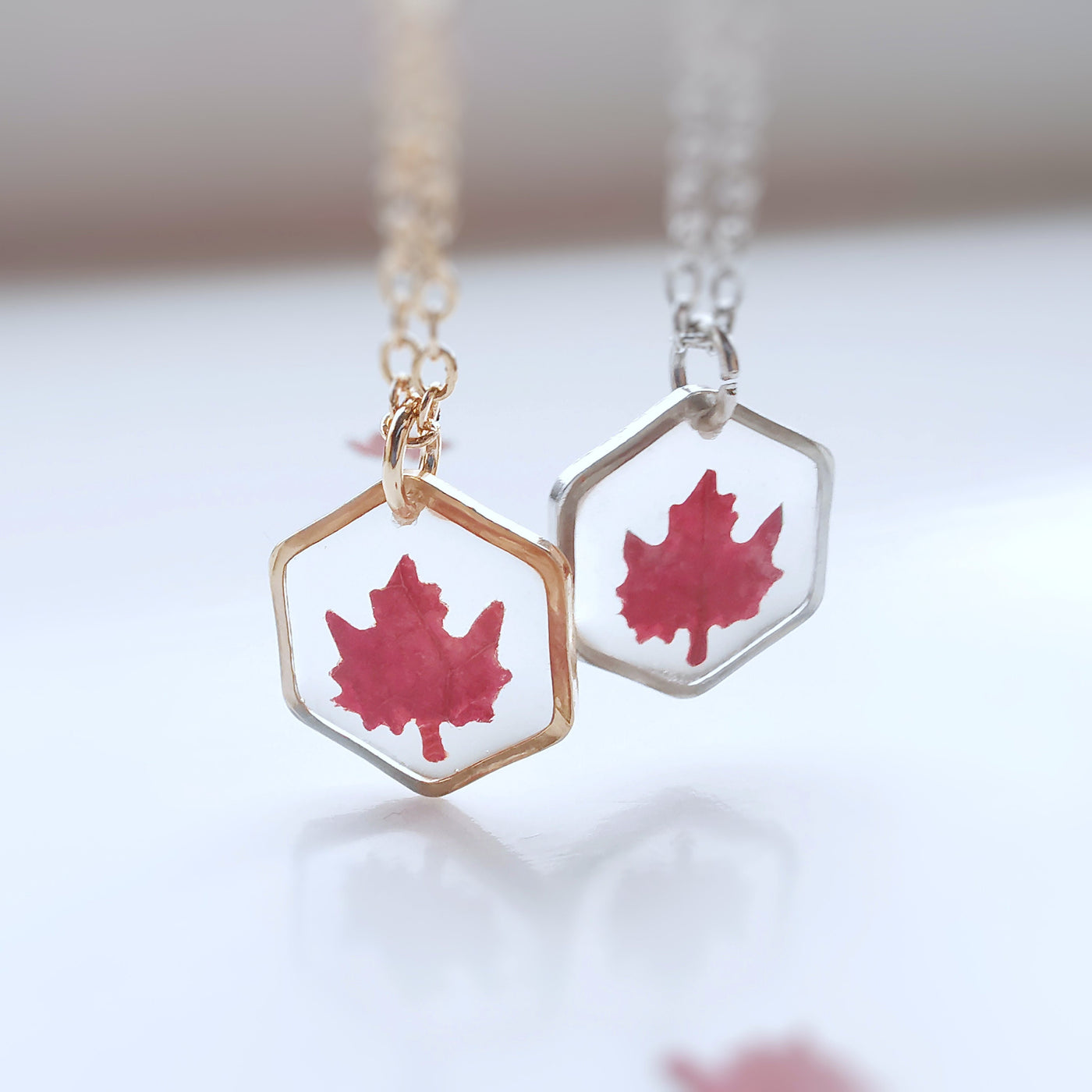 Real Maple Leaf Resin Necklace