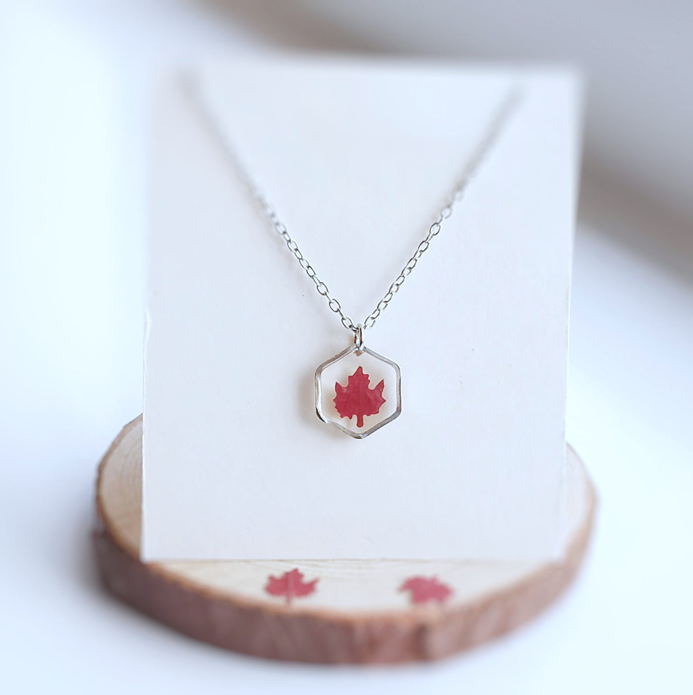Real Maple Leaf Resin Necklace