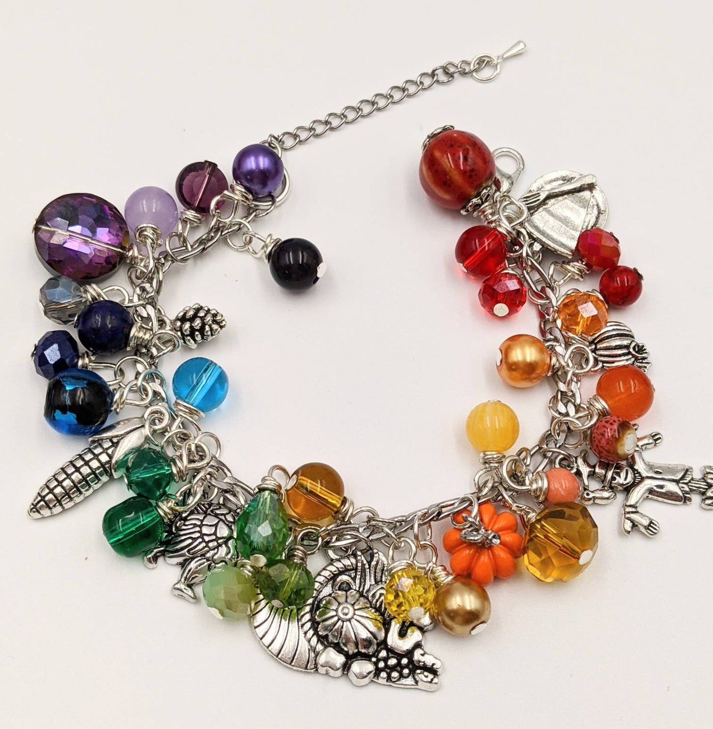 Adjustable Rainbow Autumn Charm Bracelet