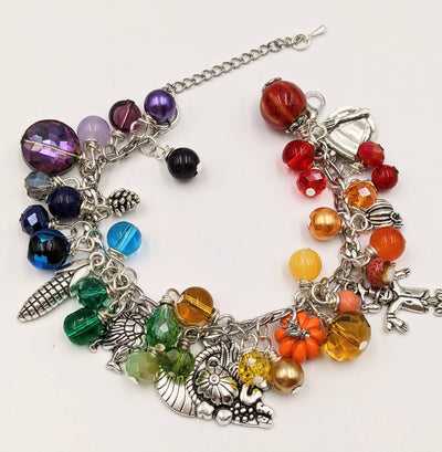 Adjustable Rainbow Autumn Charm Bracelet