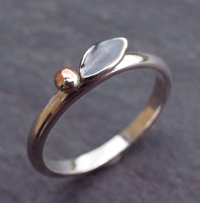 Leaf Ring in Sterling Silver and Copper