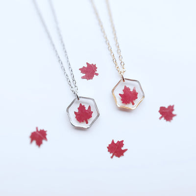 Real Maple Leaf Resin Necklace