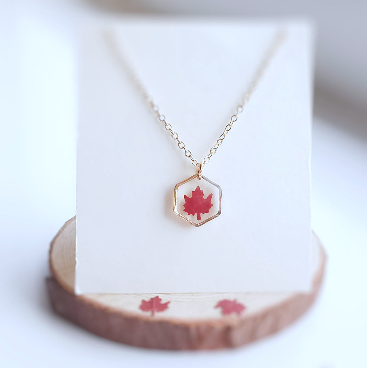 Real Maple Leaf Resin Necklace