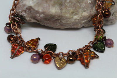 Leaf Berry Charm Beaded Bracelet