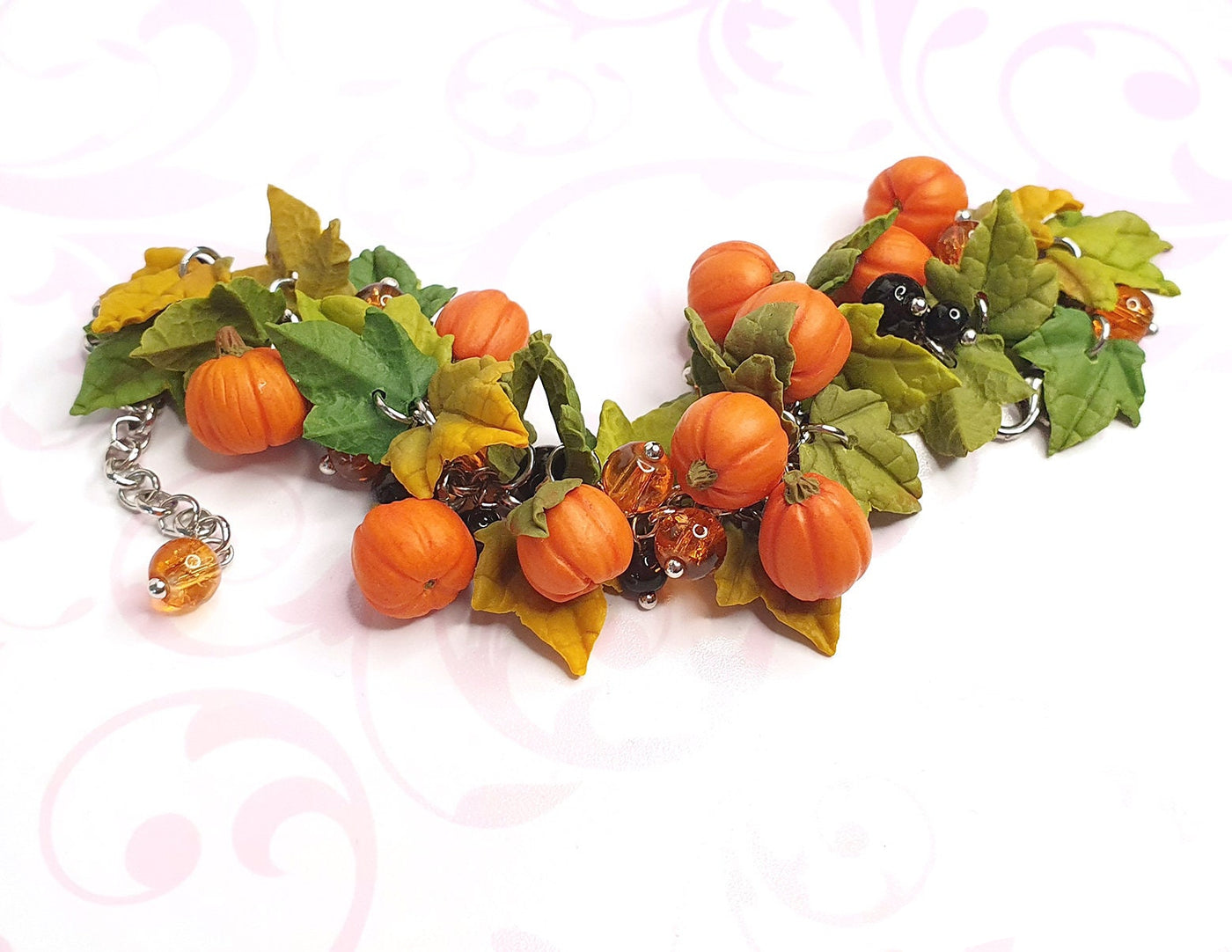 Halloween Pumpkin Bracelet & Earrings Set