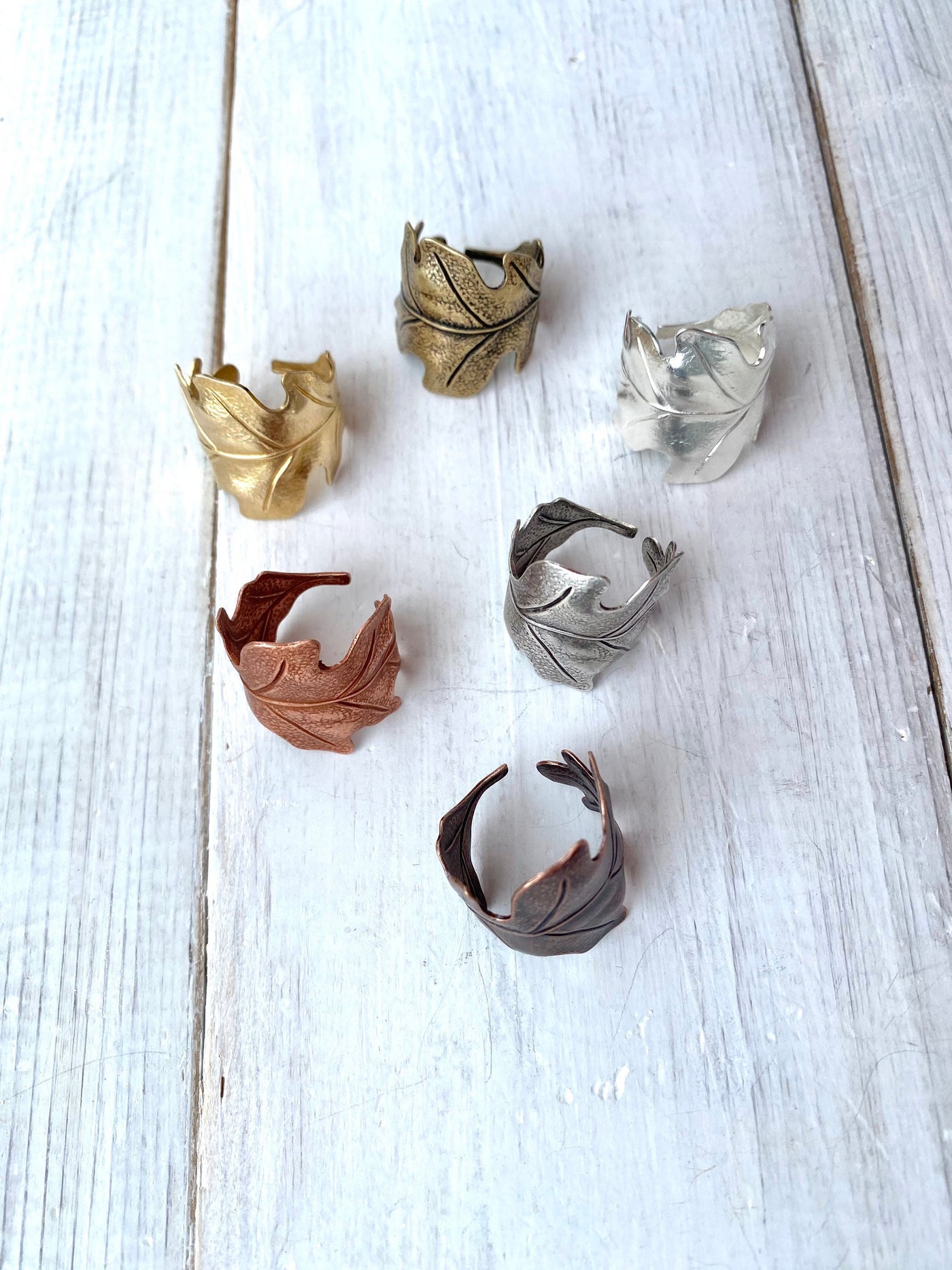 Adjustable Copper Oak Leaf Ring Autumn Jewelry