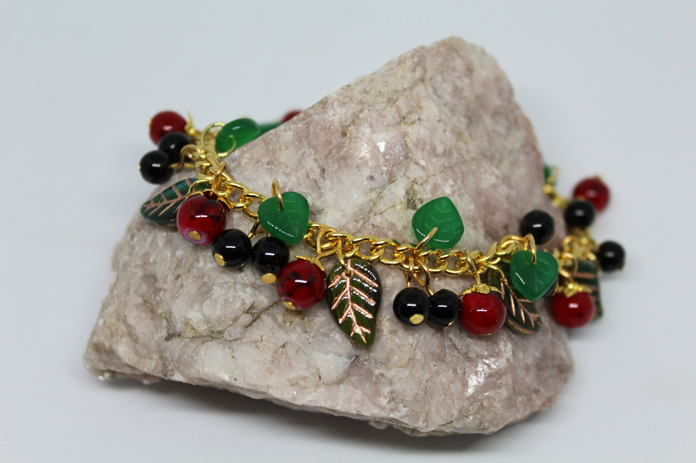 Berries Leaves Copper Beaded Bracelet