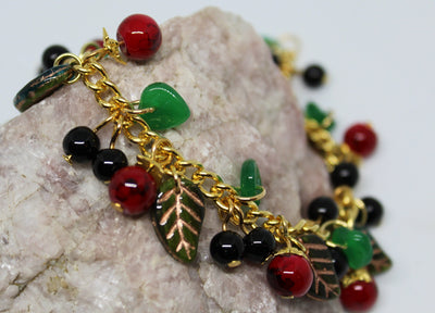 Berries Leaves Copper Beaded Bracelet