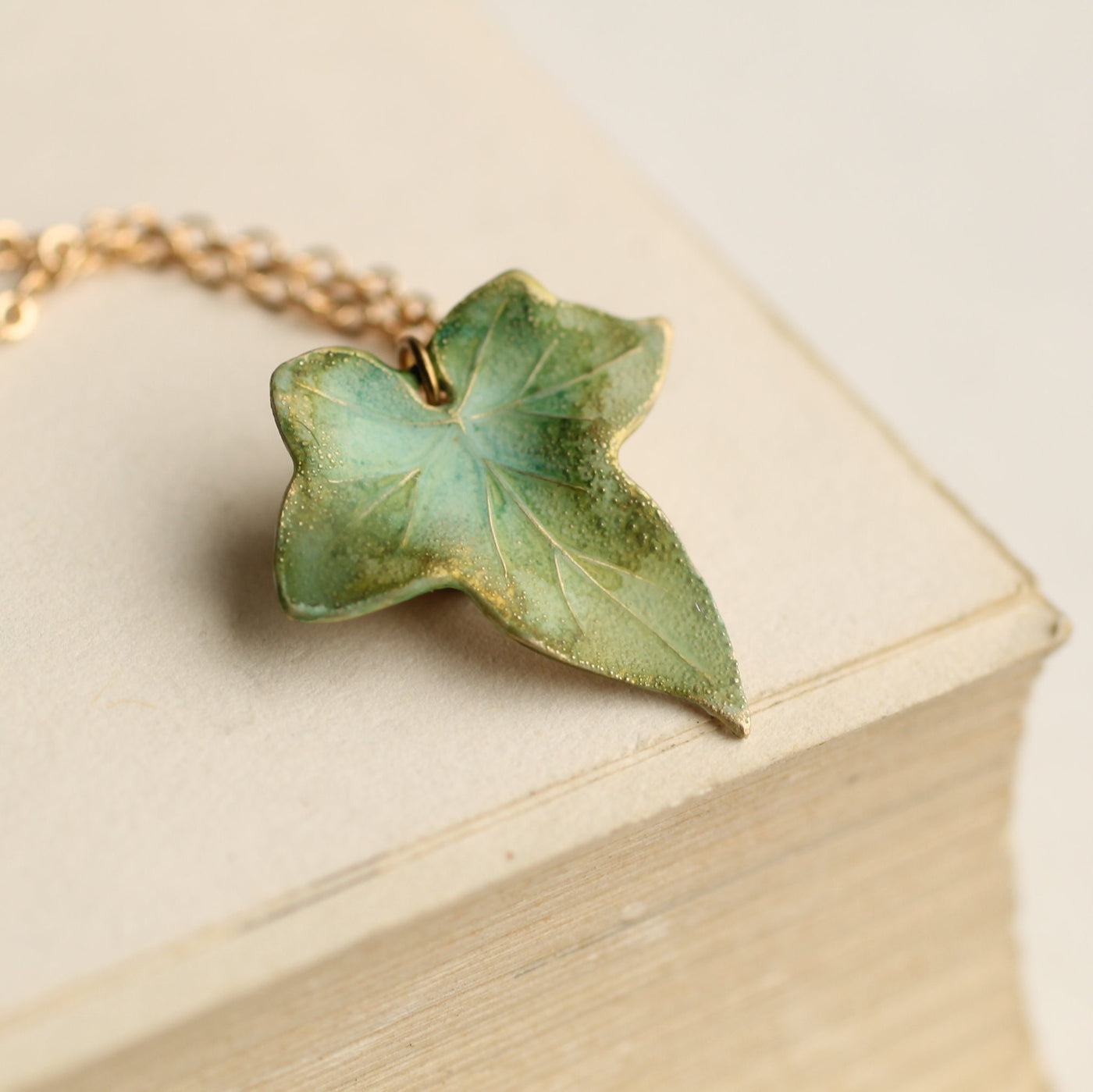 Hand Enamelled Ivy Leaf Necklace
