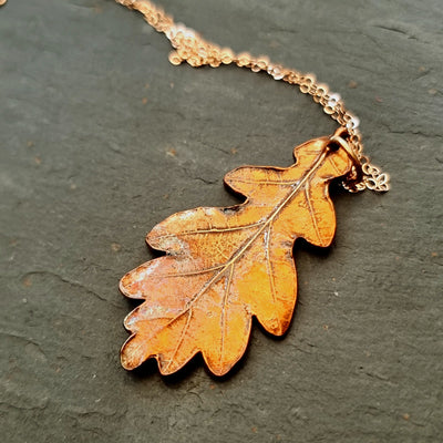 Handcrafted Copper Oak Leaf Necklace