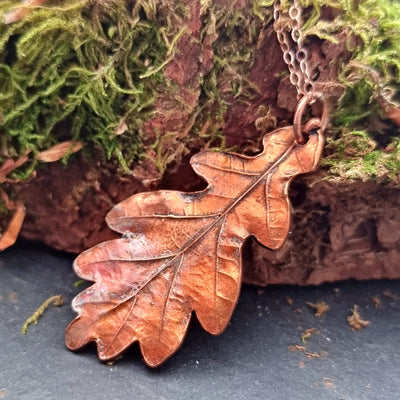 Handcrafted Copper Oak Leaf Necklace