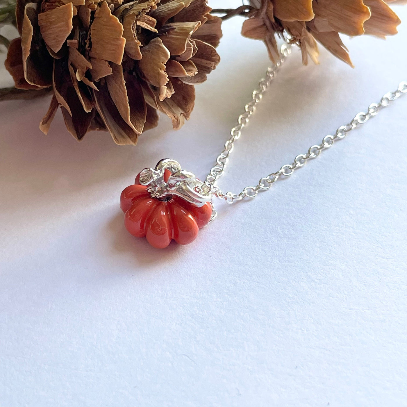 Dainty Pumpkin Pendant Necklace