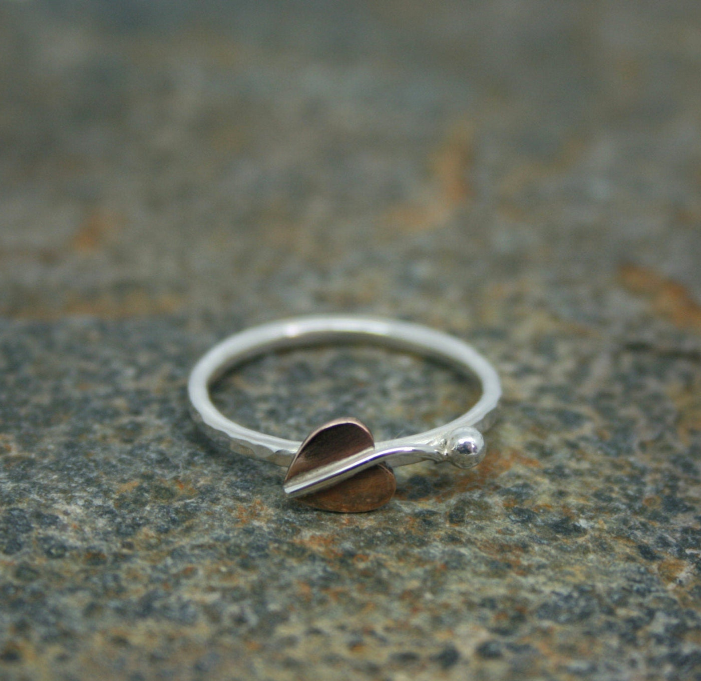 Sterling Silver Copper Autumn Leaf Ring