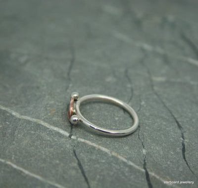 Sterling Silver Ring With Copper Leaf