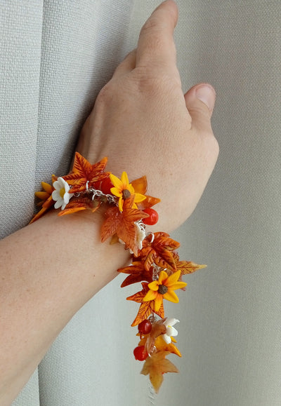 Polymer Clay Maple Leaf Bracelet