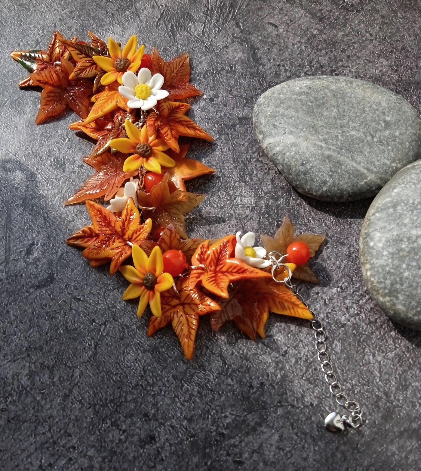 Polymer Clay Maple Leaf Bracelet