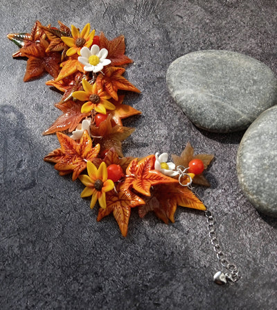 Polymer Clay Maple Leaf Bracelet