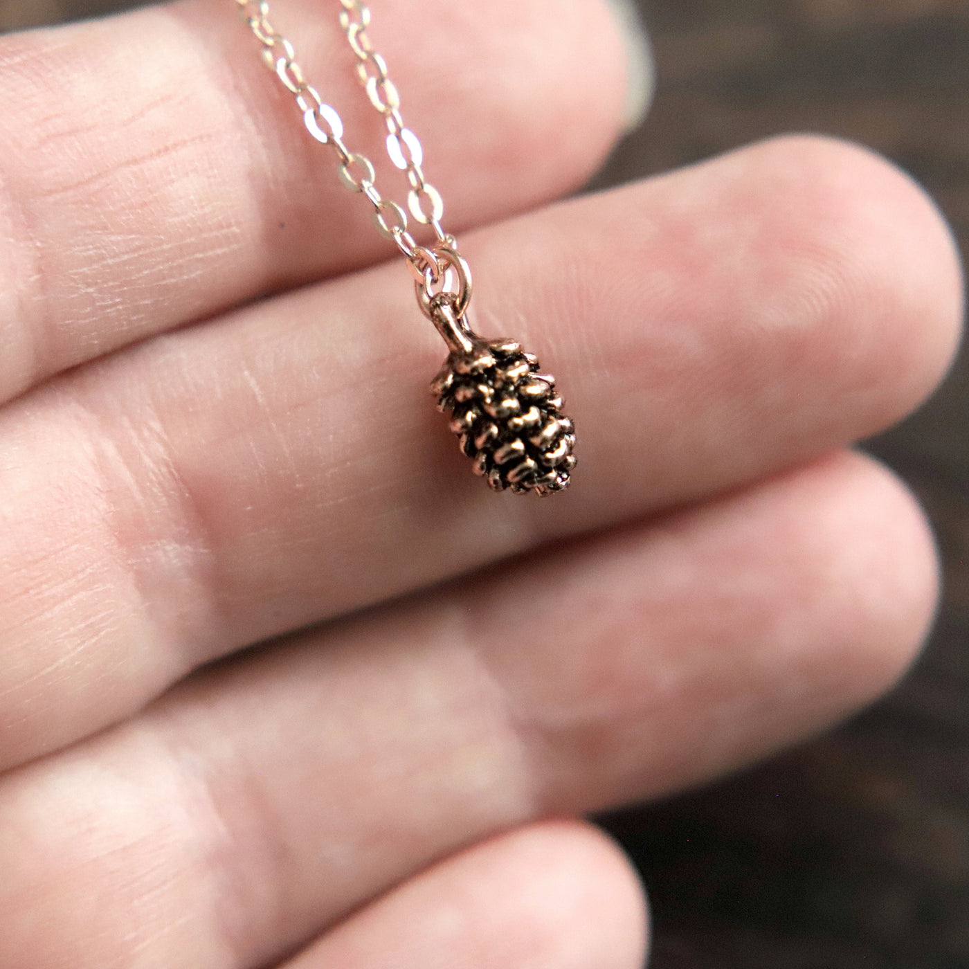 Single Pine Cone Plated Necklace