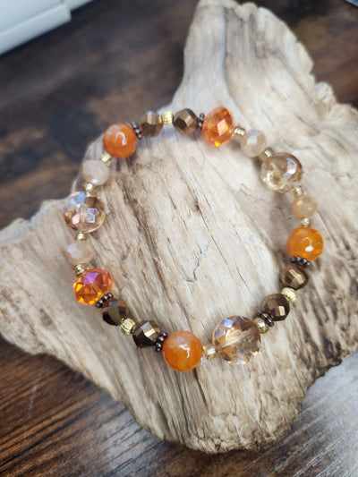 Handmade Orange Glass Beaded Bracelet