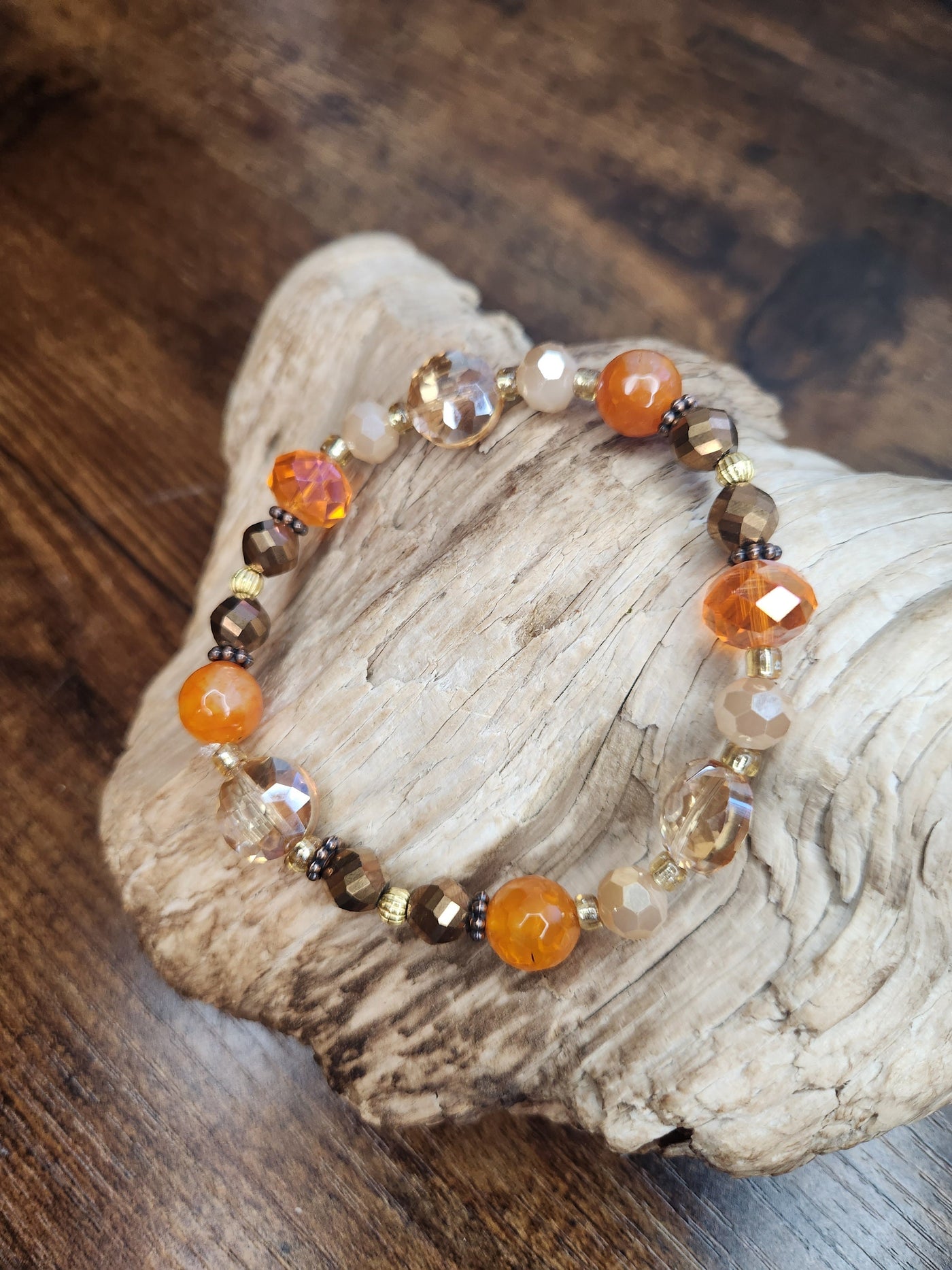 Handmade Orange Glass Beaded Bracelet