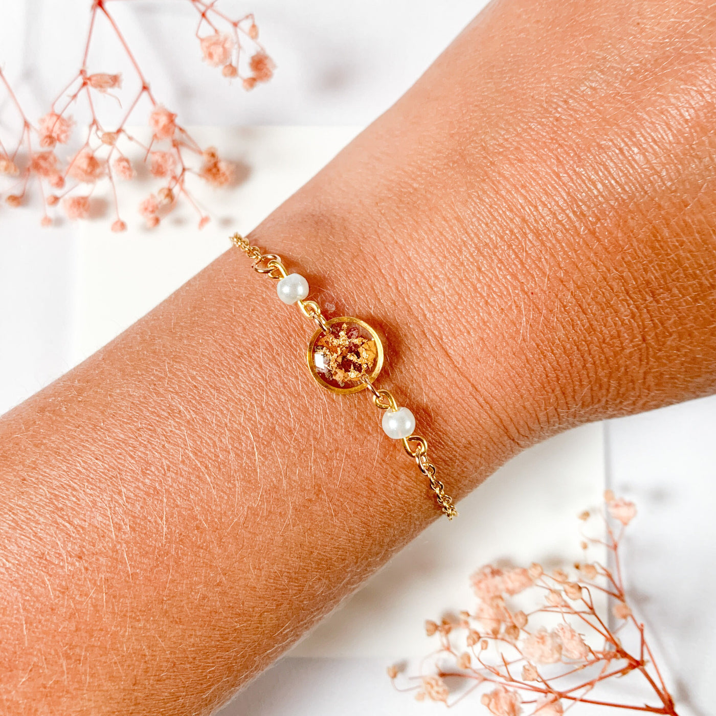 Wildflower Resin Pressed Leaf Bracelet