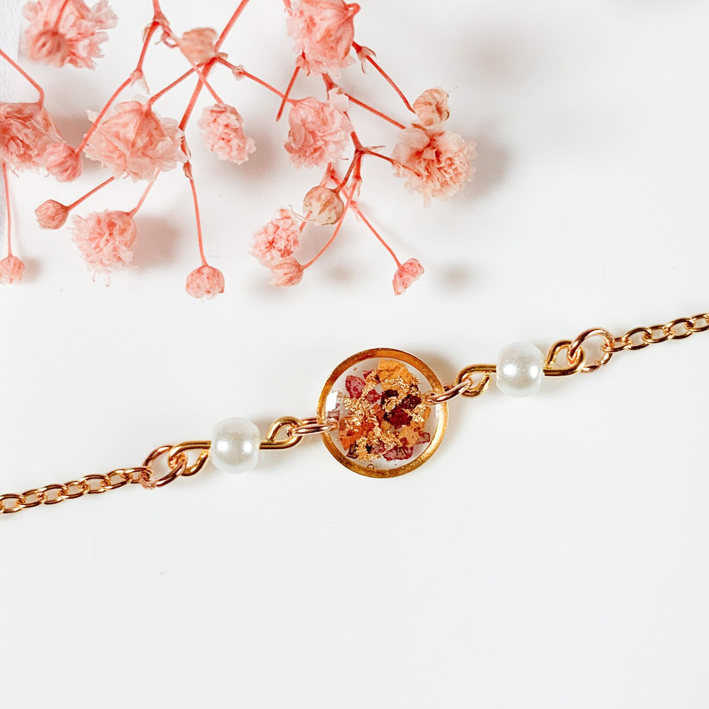 Wildflower Resin Pressed Leaf Bracelet