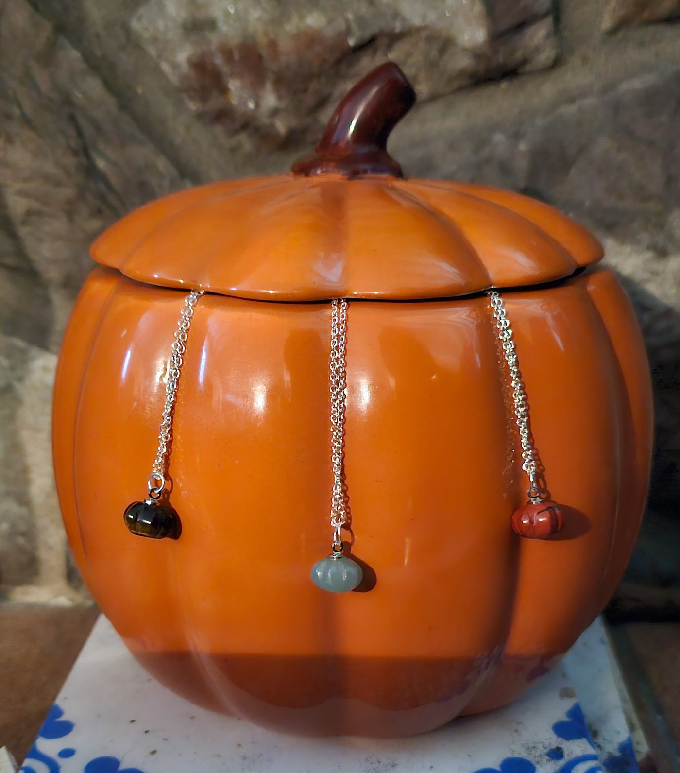 Autumnal Pumpkin Gemstone Necklace