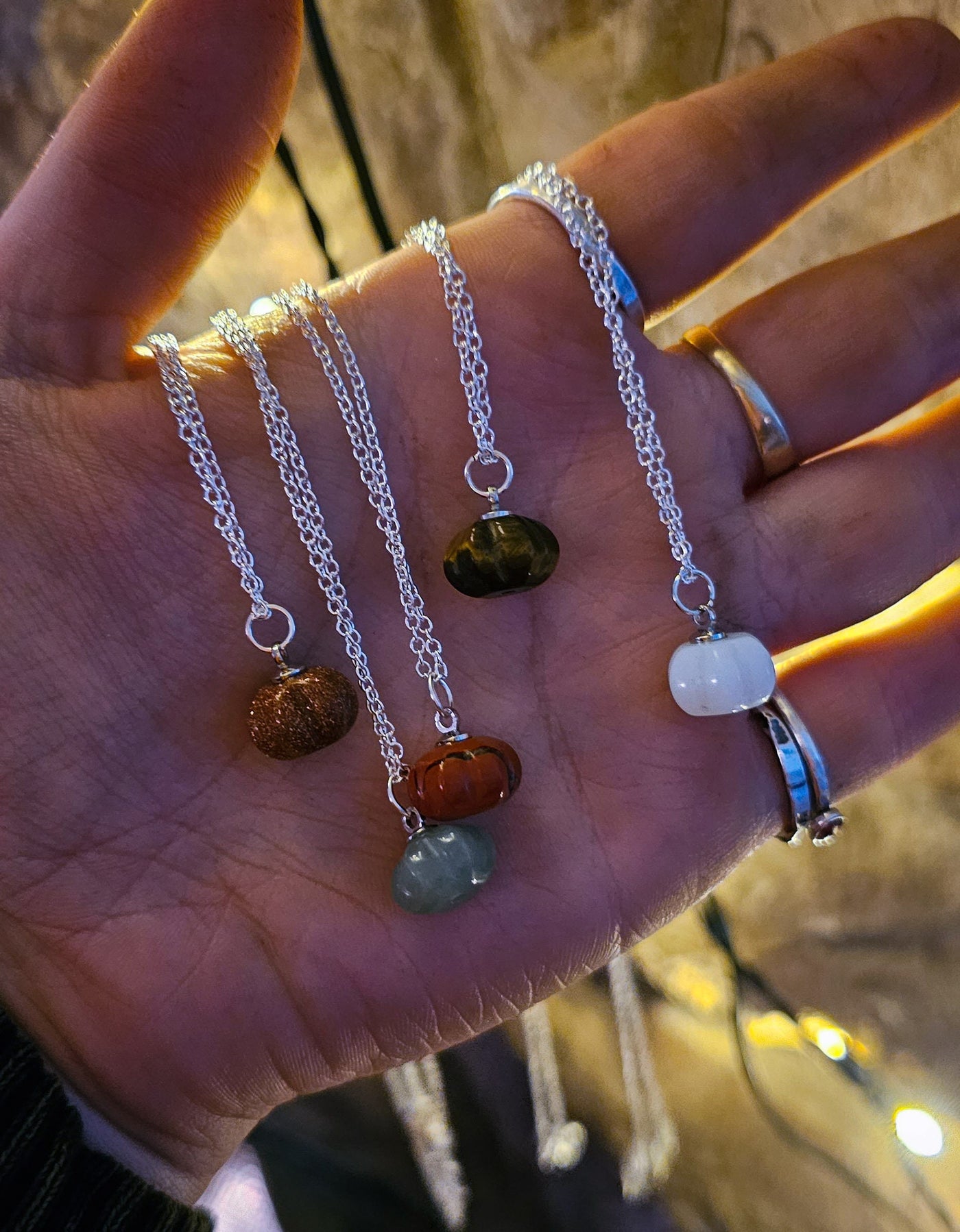 Autumnal Pumpkin Gemstone Necklace