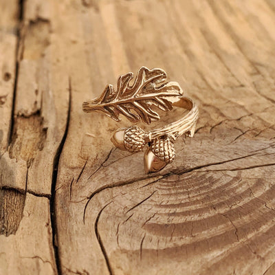 Adjustable Oak Leaf Acorn Ring