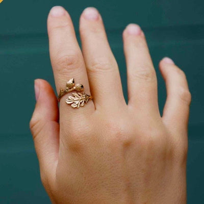 Adjustable Oak Leaf Acorn Ring