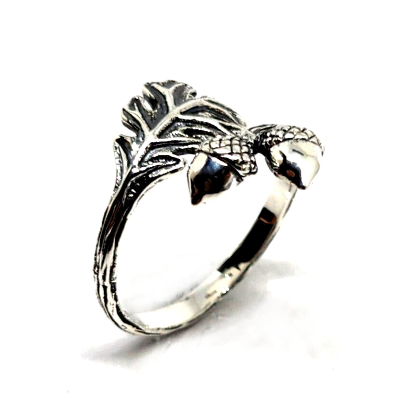 Oak Leaf Acorn Adjustable Sterling Silver Ring