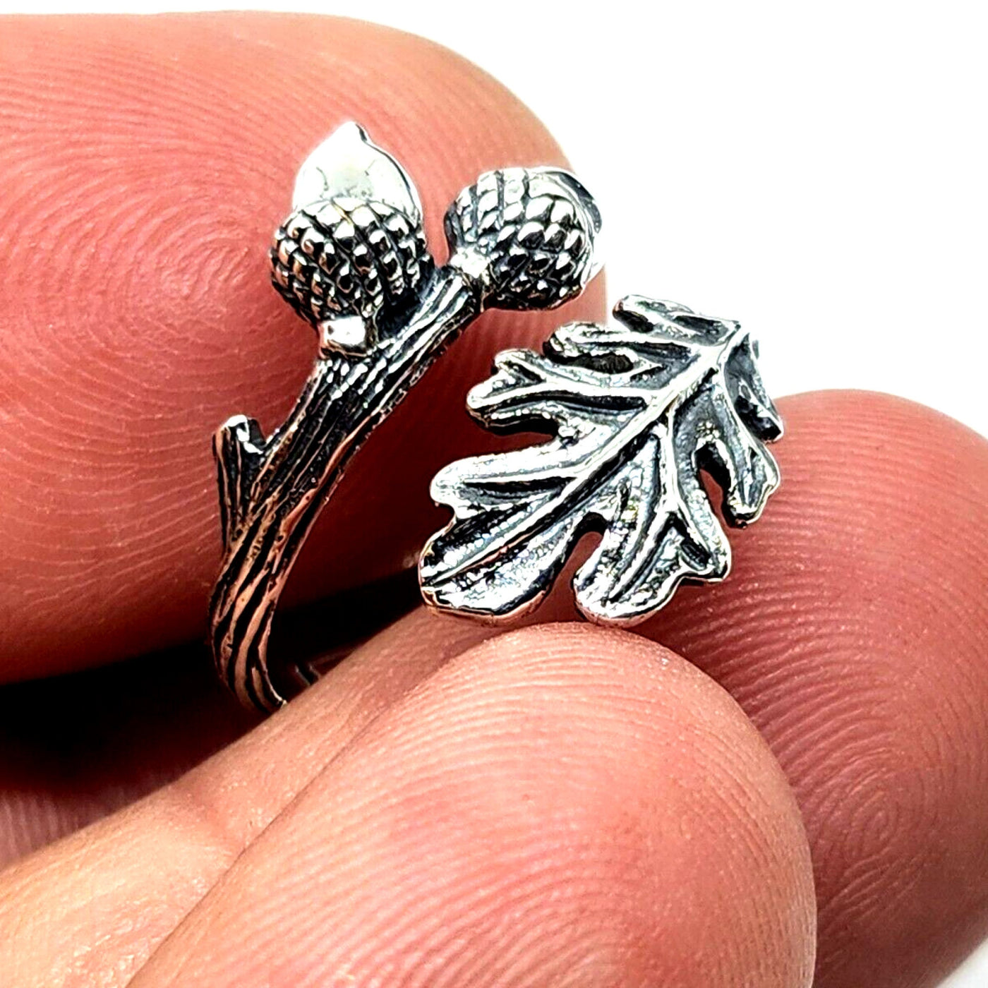 Oak Leaf Acorn Adjustable Sterling Silver Ring
