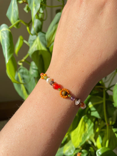 Clementine Fall Flower Beaded Bracelet