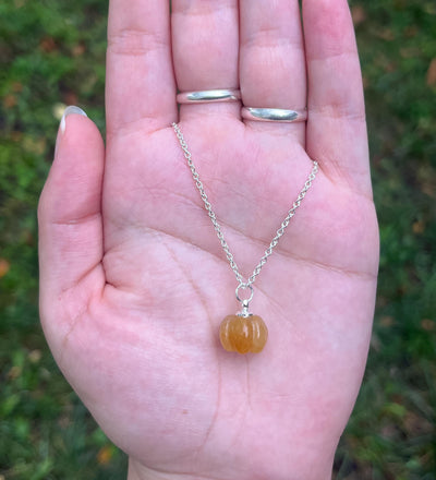 Handmade Natural Crystal Pumpkin Pendant