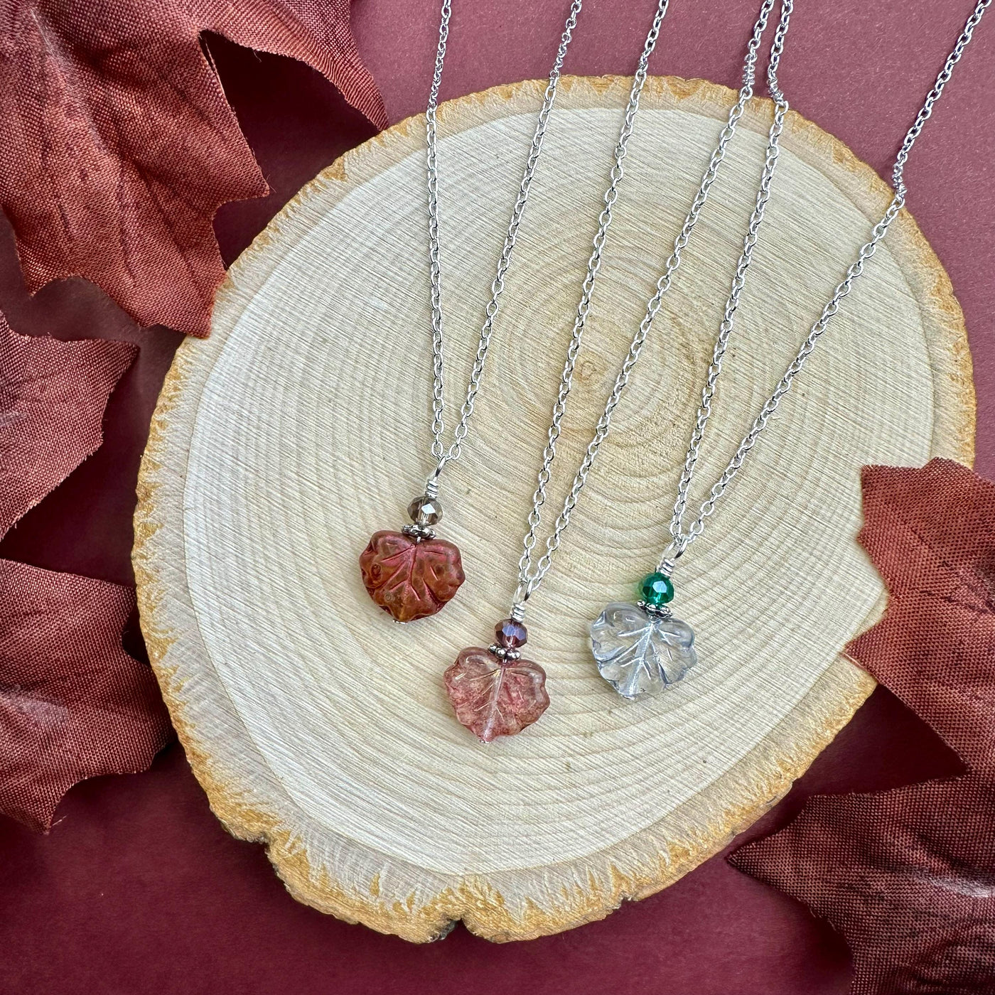 Dainty Enchanted Autumn Leaves Necklace