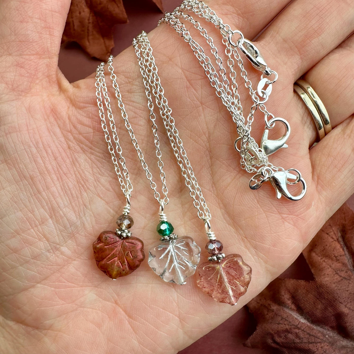 Dainty Enchanted Autumn Leaves Necklace