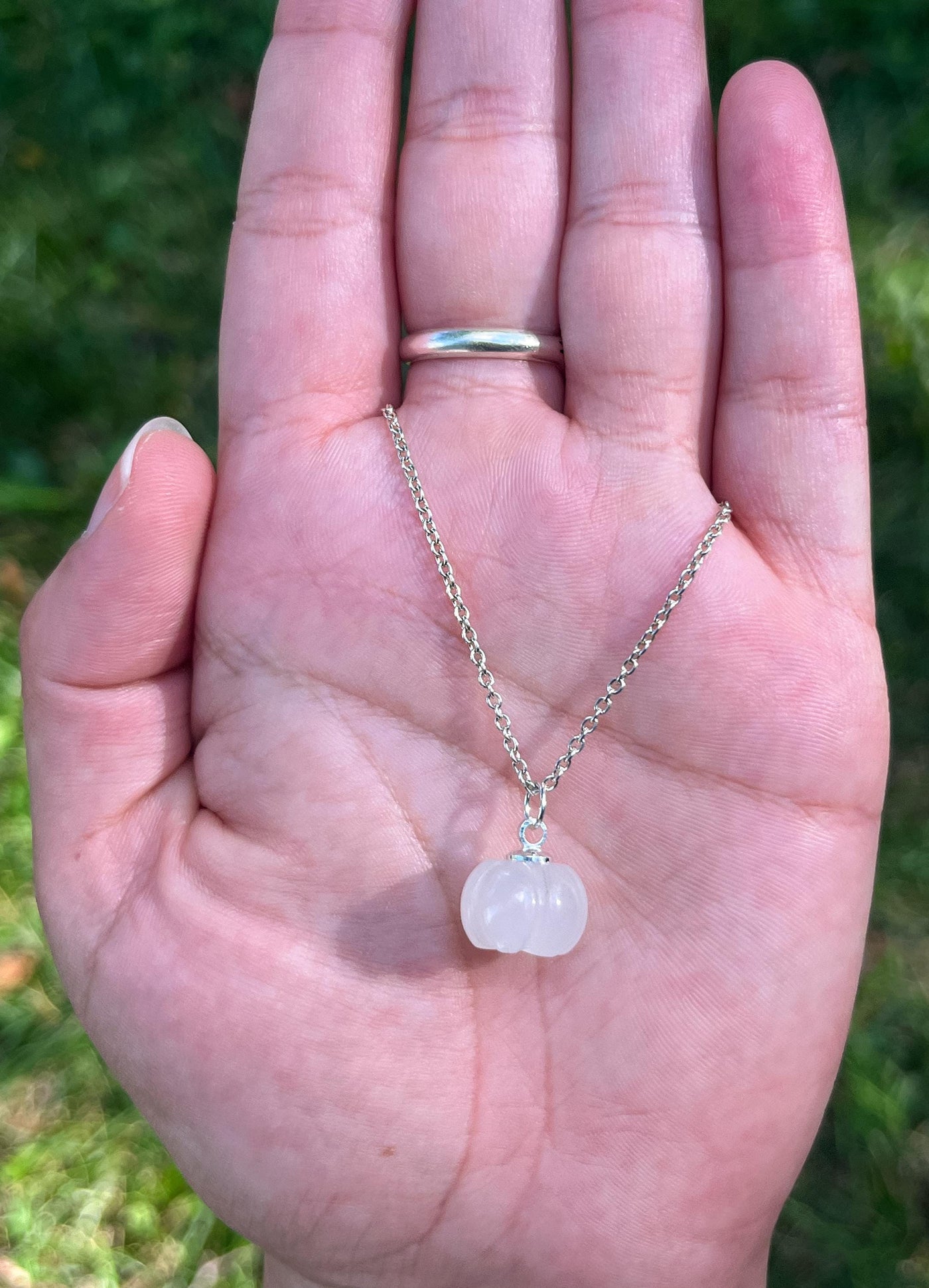 Handmade Natural Crystal Pumpkin Pendant