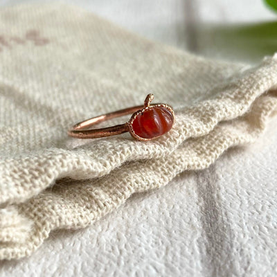 Carnelian Dainty Pumpkin Copper Ring