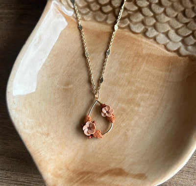 Floral Teardop Plated Necklace