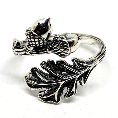 Oak Leaf Acorn Adjustable Sterling Silver Ring