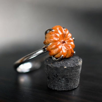 Miniature Pumpkin Silver Ring: Autumn Jewellery