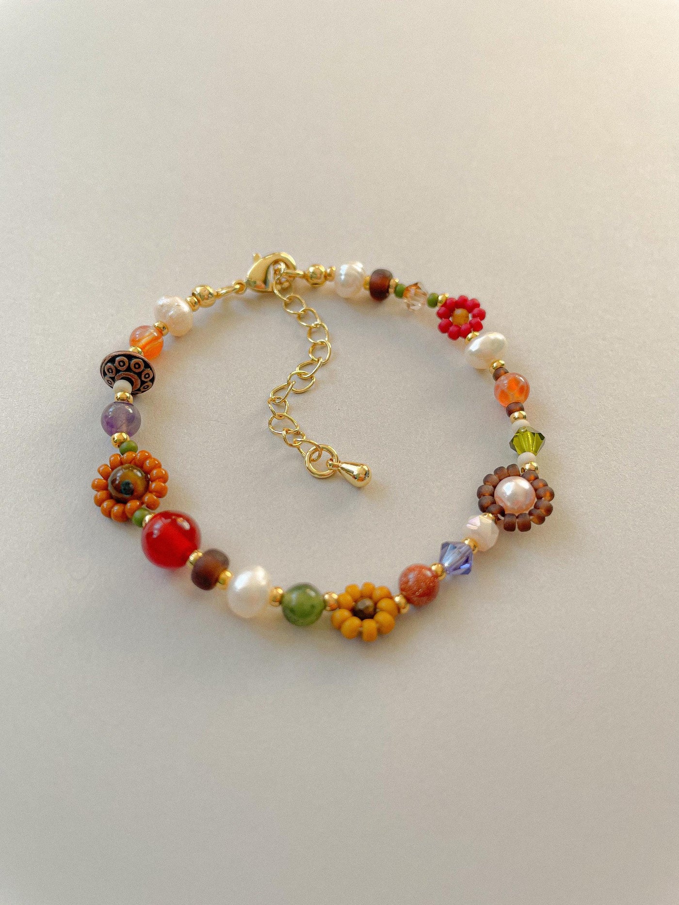 Clementine Fall Flower Beaded Bracelet