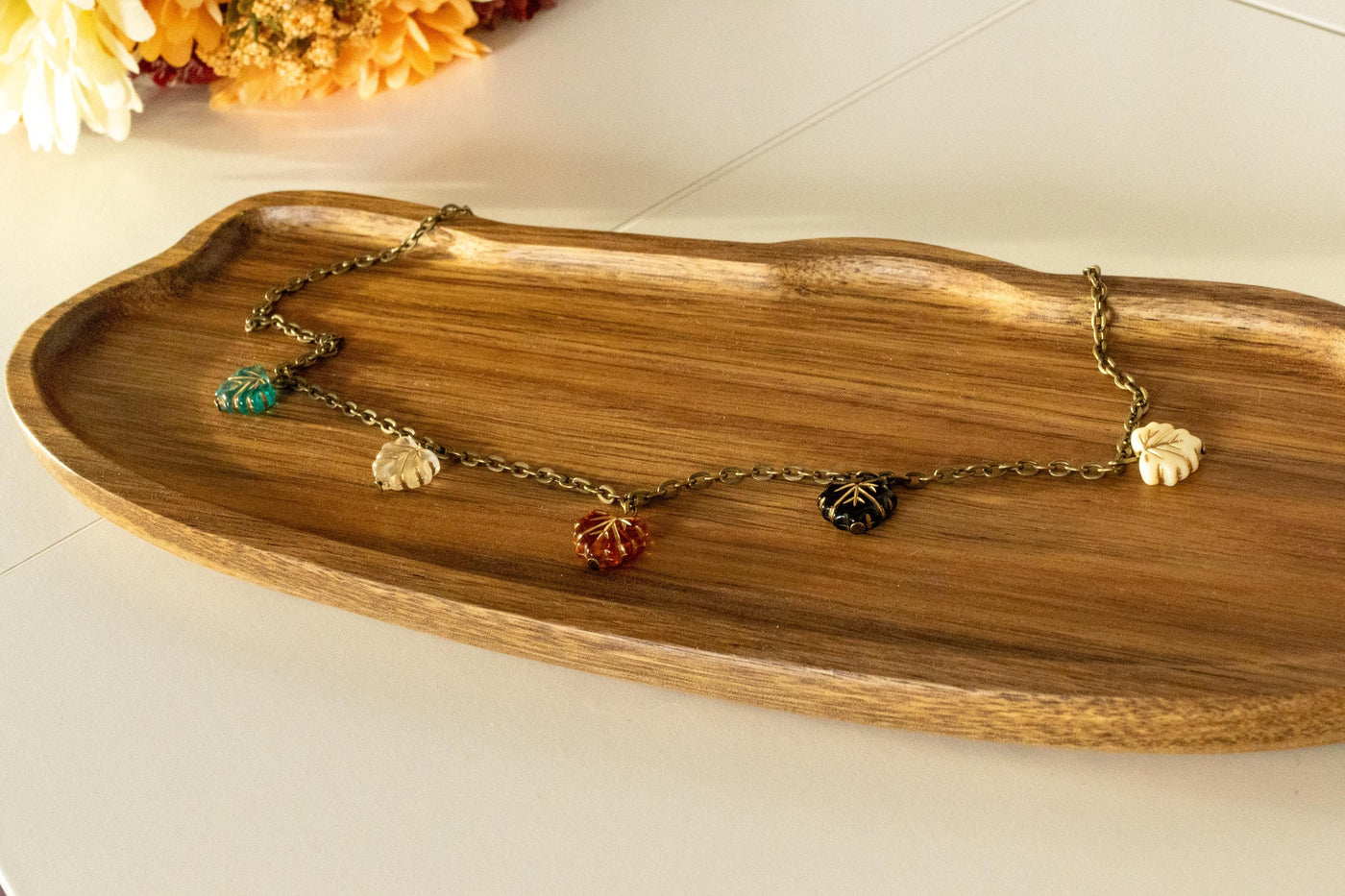 Bronze  Autumnal Leaf Necklace