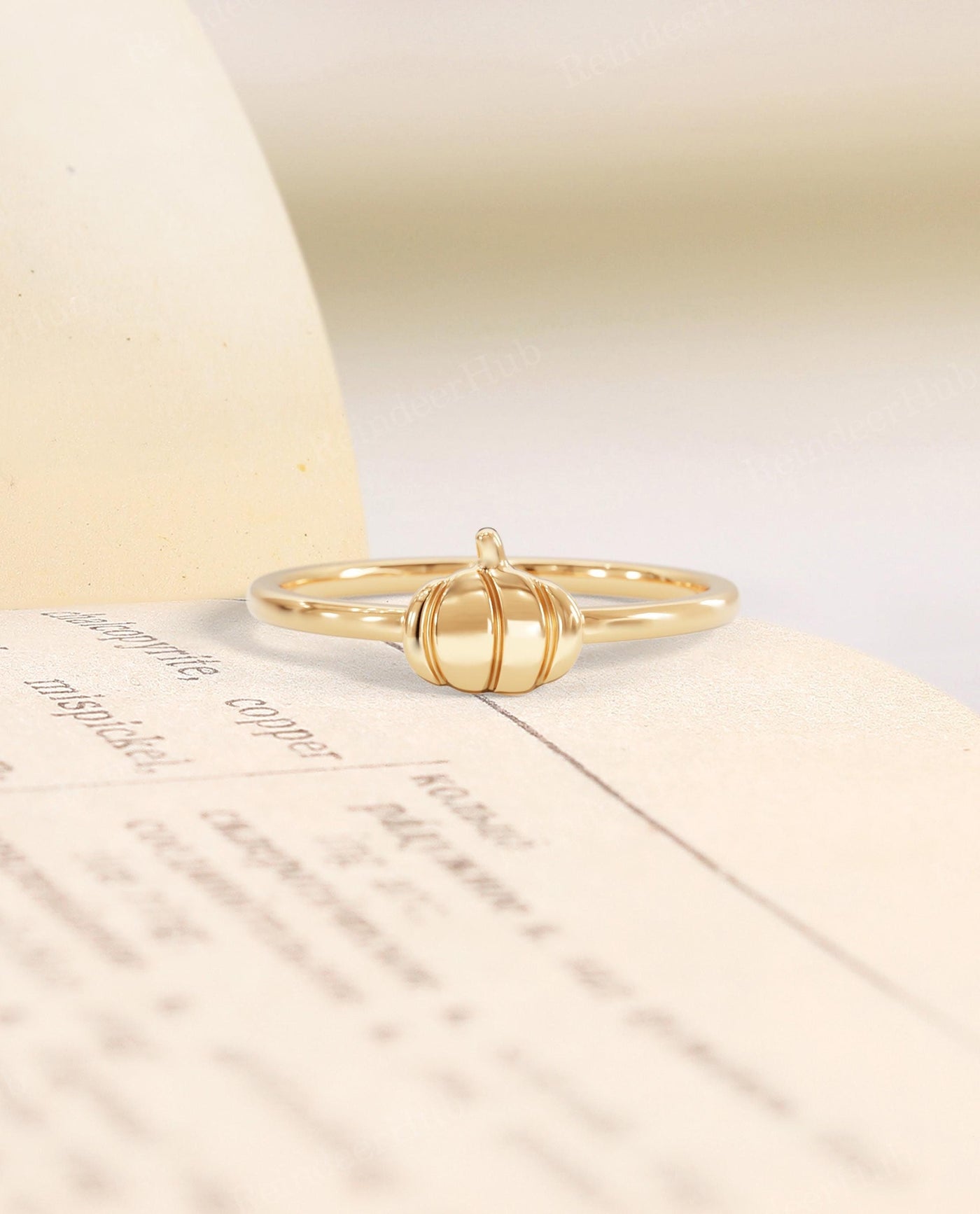 Gold Pumpkin Dainty Stacking Ring for Women