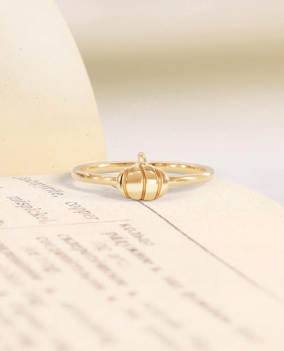 Gold Pumpkin Dainty Stacking Ring for Women