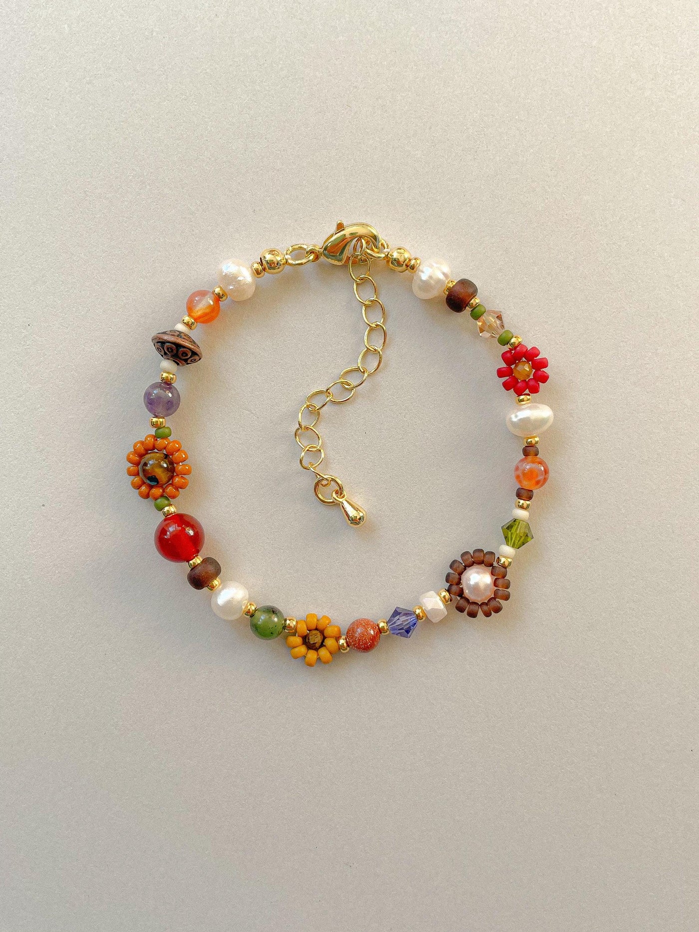 Clementine Fall Flower Beaded Bracelet