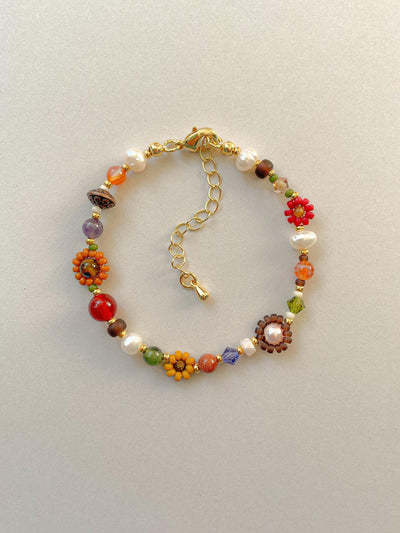Clementine Fall Flower Beaded Bracelet