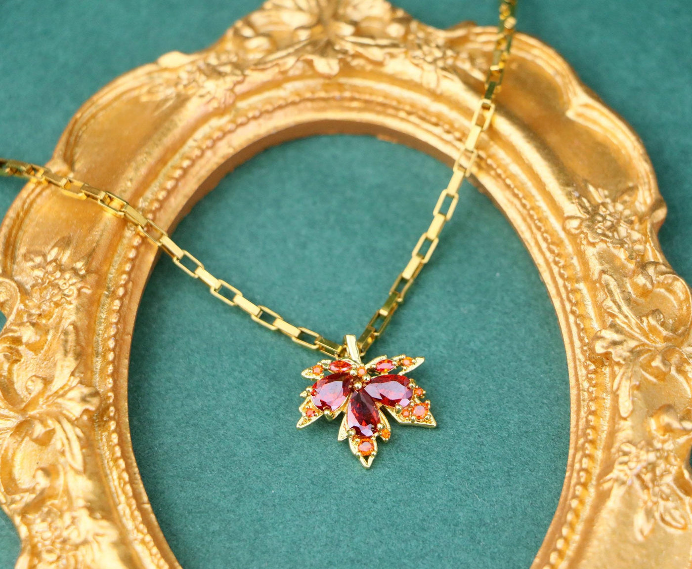 Red Maple Leaf Autumn Necklace