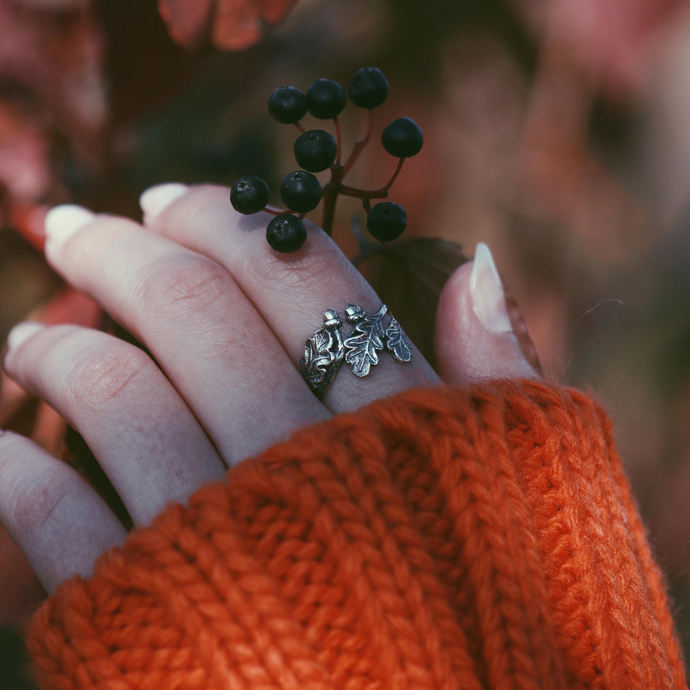 Maple Oak Leaf Sterling Silver Ring
