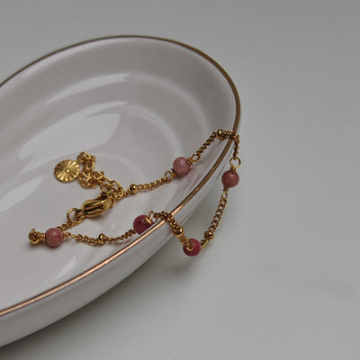 Rhodonite Pearl Gold Bracelet